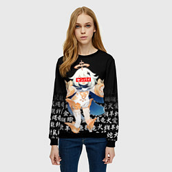 Свитшот женский GENSHIN IMPACT SENPAI ИЕРОИГЛИФЫ, цвет: 3D-черный — фото 2
