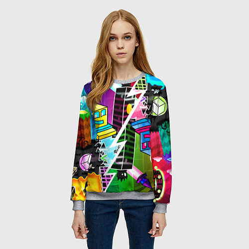 Женский свитшот Geometry Dash: Parallel Worlds / 3D-Меланж – фото 3