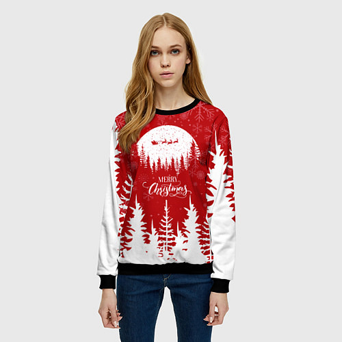 Женский свитшот Merry Christmas Новогодний шар / 3D-Черный – фото 3