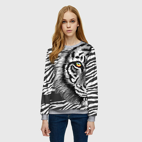 Женский свитшот Голова тигра 22 / 3D-Меланж – фото 3
