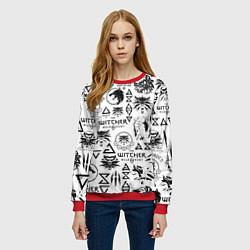 Свитшот женский THE WITCHER LOGOBOMBING ЧЁРНО БЕЛЫЙ ВЕДЬМАК ПАТТЕР, цвет: 3D-красный — фото 2