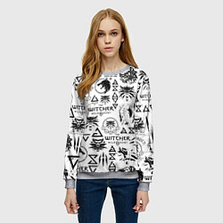 Свитшот женский THE WITCHER LOGOBOMBING ЧЁРНО БЕЛЫЙ ВЕДЬМАК ПАТТЕР, цвет: 3D-меланж — фото 2