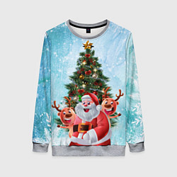 Свитшот женский Санта и олени, цвет: 3D-меланж