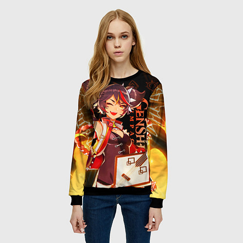 Женский свитшот Genshin Impact - Xinyan / 3D-Черный – фото 3