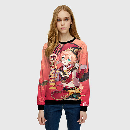 Женский свитшот Genshin Impact - Yanfei / 3D-Черный – фото 3