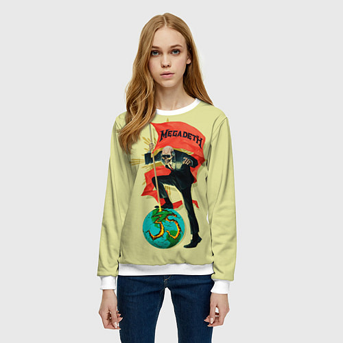 Женский свитшот Megadeth world / 3D-Белый – фото 3