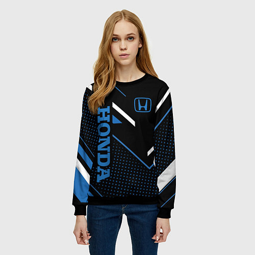 Женский свитшот HONDA, ХОНДА ГЕОМЕТРИЯ / 3D-Черный – фото 3