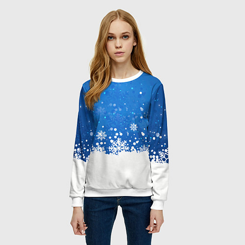 Женский свитшот Снежинки - С Новым Годом / 3D-Белый – фото 3