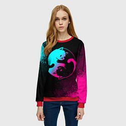 Свитшот женский ИНЬ ЯНЬ НЕОНОВЫЕ КОТИКИ, цвет: 3D-красный — фото 2