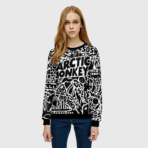 Женский свитшот Arctic monkeys Pattern / 3D-Черный – фото 3