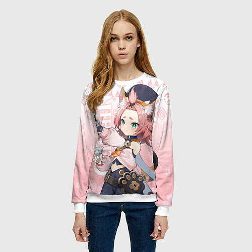 Женский свитшот GENSHIN IMPACT, ДИОНА ГЕНШИН ИМПАКТ / 3D-Белый – фото 3