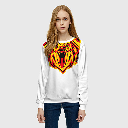 Женский свитшот Бардак- медведь крупный / 3D-Белый – фото 3