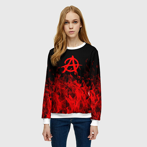 Женский свитшот Гражданская оборона пламя / 3D-Белый – фото 3