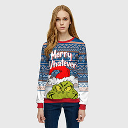 Свитшот женский MERRY WHATEVER GRINCH, цвет: 3D-красный — фото 2