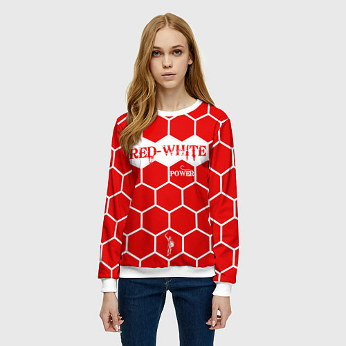 Женский свитшот Красно-Белая Сила / 3D-Белый – фото 3