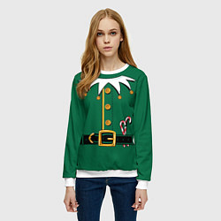 Свитшот женский Christmas Elf Outfit, цвет: 3D-белый — фото 2