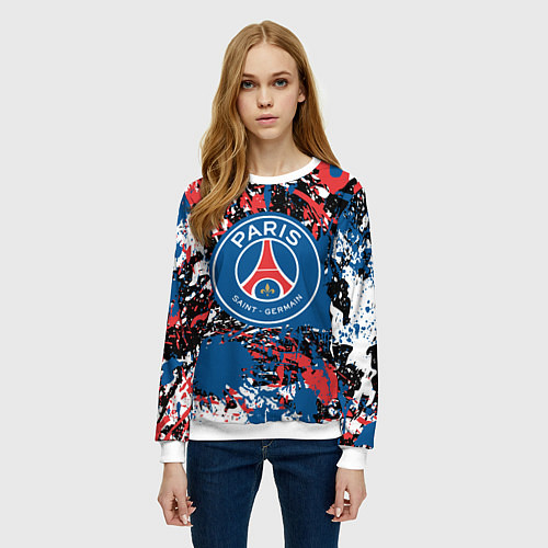 Женский свитшот PSG БРЫЗГИ КРАСОК СПОРТ / 3D-Белый – фото 3