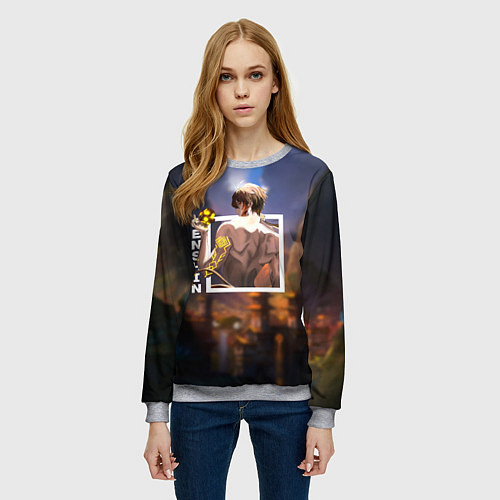 Женский свитшот Чжун Ли Zhongli, Genshin Impact / 3D-Меланж – фото 3
