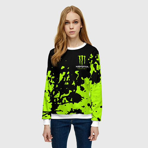 Женский свитшот Monster Energy green / 3D-Белый – фото 3