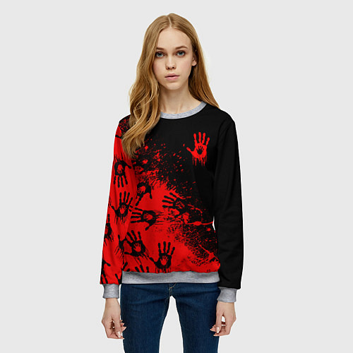 Женский свитшот Death Stranding Отпечаток рук паттерн / 3D-Меланж – фото 3