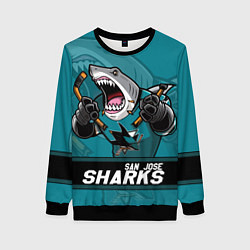 Свитшот женский San Jose Sharks, Сан Хосе Шаркс, цвет: 3D-черный