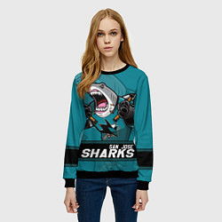 Свитшот женский San Jose Sharks, Сан Хосе Шаркс, цвет: 3D-черный — фото 2
