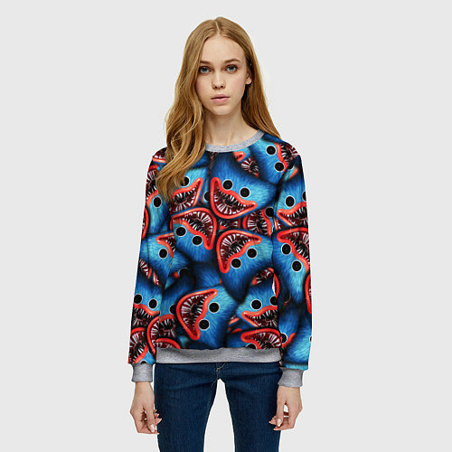 Женский свитшот ЛИЦО ХАГИ ВАГИ, POPPY PLAYTIME / 3D-Меланж – фото 3