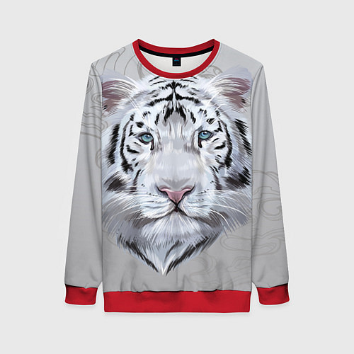 Женский свитшот Снежный нежный тигр / 3D-Красный – фото 1