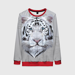 Свитшот женский Снежный нежный тигр, цвет: 3D-красный