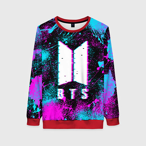 Женский свитшот НЕОНОВЫЙ БТС NEON BTS / 3D-Красный – фото 1