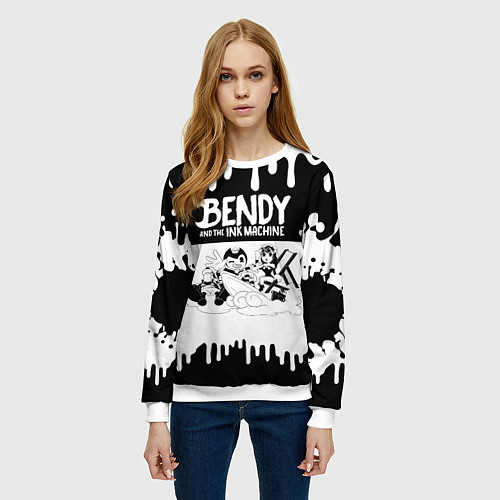 Женский свитшот БЕНДИ И АЛИСА BENDY AND THE INK MACHINE / 3D-Белый – фото 3