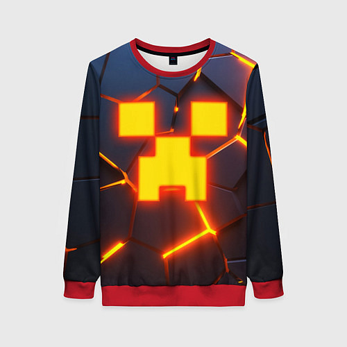 Женский свитшот ОГНЕННЫЙ КРИПЕР 3D ПЛИТЫ FIRE CREEPER / 3D-Красный – фото 1