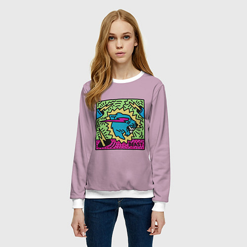 Женский свитшот Mr Beast Drawing Full Print / 3D-Белый – фото 3