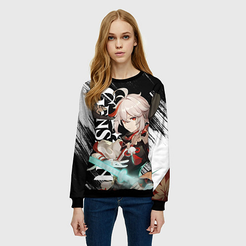 Женский свитшот КАДЗУХА АНЕМО KAZUHA / 3D-Черный – фото 3