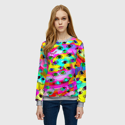 Женский свитшот Психоделические взгляды / 3D-Меланж – фото 3