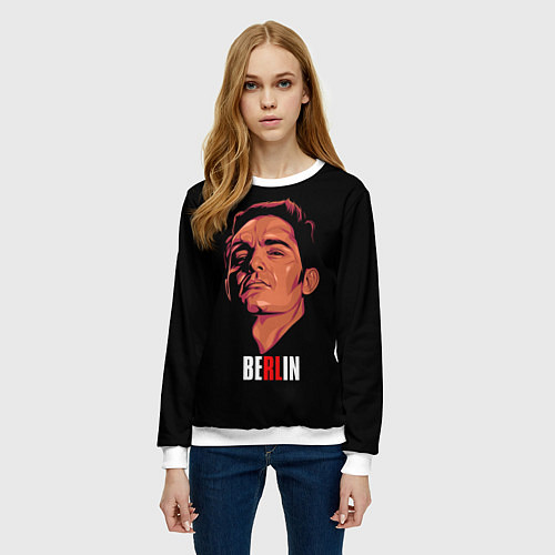 Женский свитшот БЕРЛИН, БУМАЖНЫЙ ДОМ / 3D-Белый – фото 3