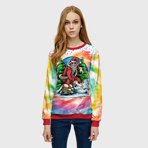 Женский свитшот В НОВЫЙ 2022 С ВЕТЕРКОМ / 3D-Красный – фото 3