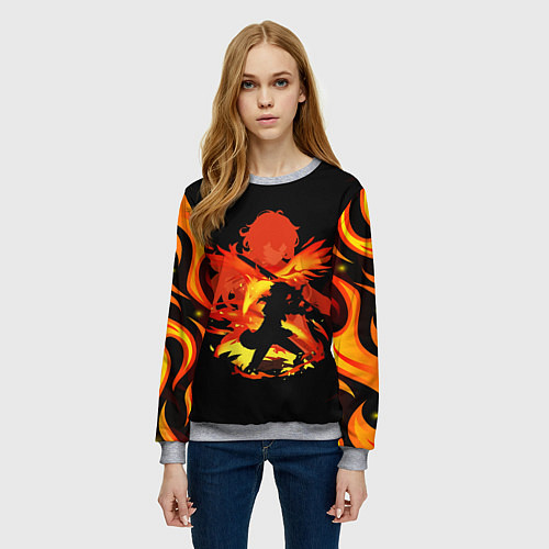 Женский свитшот DILUC FIRE GENSHIN IMPACT НА СПИНЕ / 3D-Меланж – фото 3
