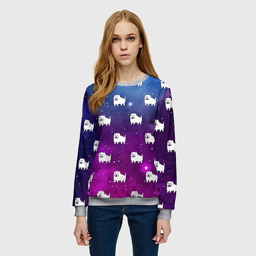 Женский свитшот UNDERTALE DOGS PATTERN SPACE / 3D-Меланж – фото 3