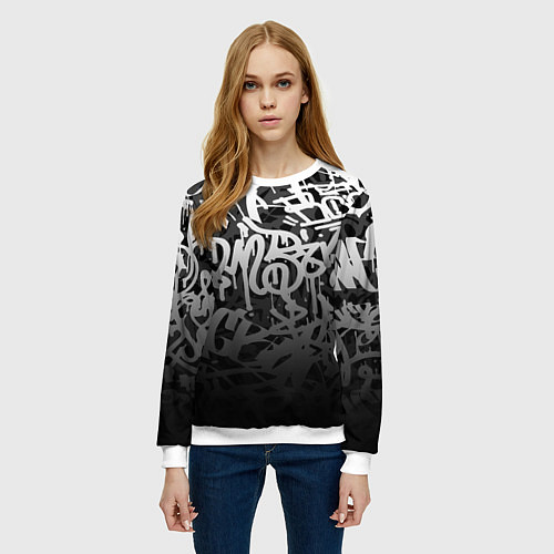 Женский свитшот GRAFFITI WHITE TAGS ГРАФФИТИ / 3D-Белый – фото 3