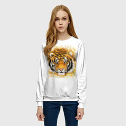 Свитшот женский Дикий Тигр Wild Tiger, цвет: 3D-белый — фото 2