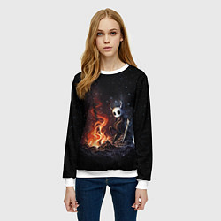 Свитшот женский HOLLOW KNIGHT У КОСТРА, цвет: 3D-белый — фото 2
