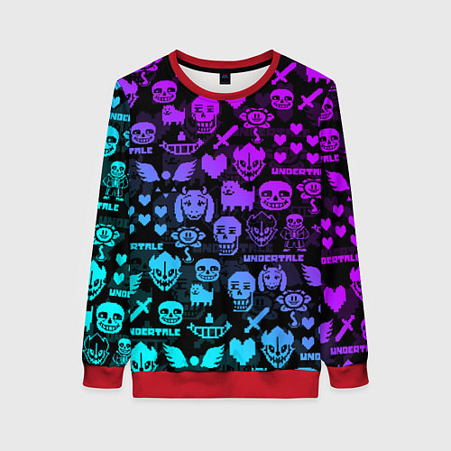 Женский свитшот UNDERTALE NEON PATTERN УЗОР / 3D-Красный – фото 1