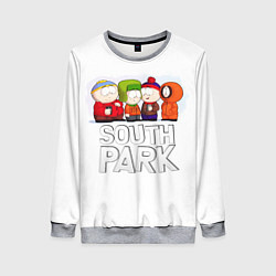 Свитшот женский South Park - Южный парк Кенни, Кайл, Стэн и Эрик, цвет: 3D-меланж