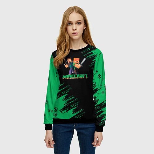 Женский свитшот Minecraft выживание / 3D-Черный – фото 3