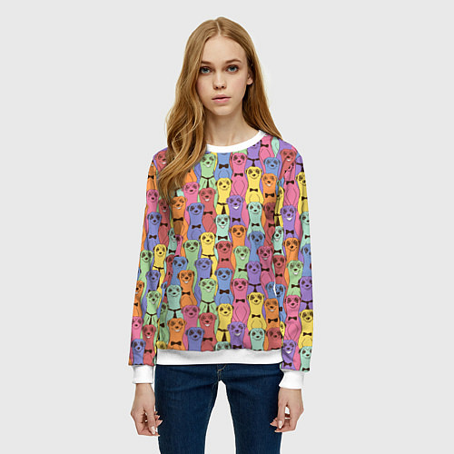 Женский свитшот Красочные Сурикаты / 3D-Белый – фото 3