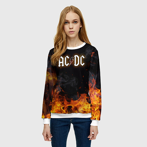 Женский свитшот ACDC - Fire / 3D-Белый – фото 3