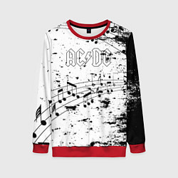 Свитшот женский ACDC - Музыкальные ноты, цвет: 3D-красный