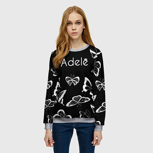 Женский свитшот Адель летящие бабочки / 3D-Меланж – фото 3
