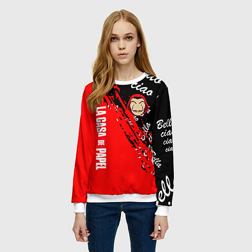 Женский свитшот La Casa de Papel bum bum ciao / 3D-Белый – фото 3